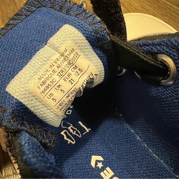 Converse Star Player Infant Double Velcro Black Rush Blue White Shoes - Picture 12 of 12